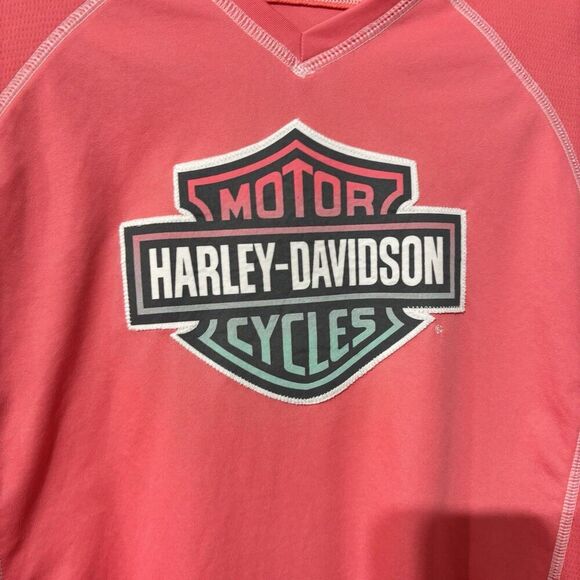 Harley-Davidson‎ Women's Pink Long Sleeve Jersey Large Horny Toad Temple Tx - Picture 4 of 9
